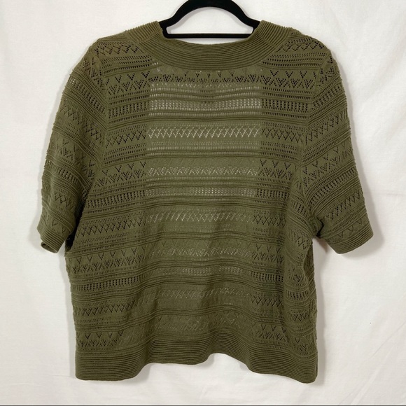 Y2K Catherines Green Crotched Cropped Short Sleeve Cardigan - Picture 3 of 7